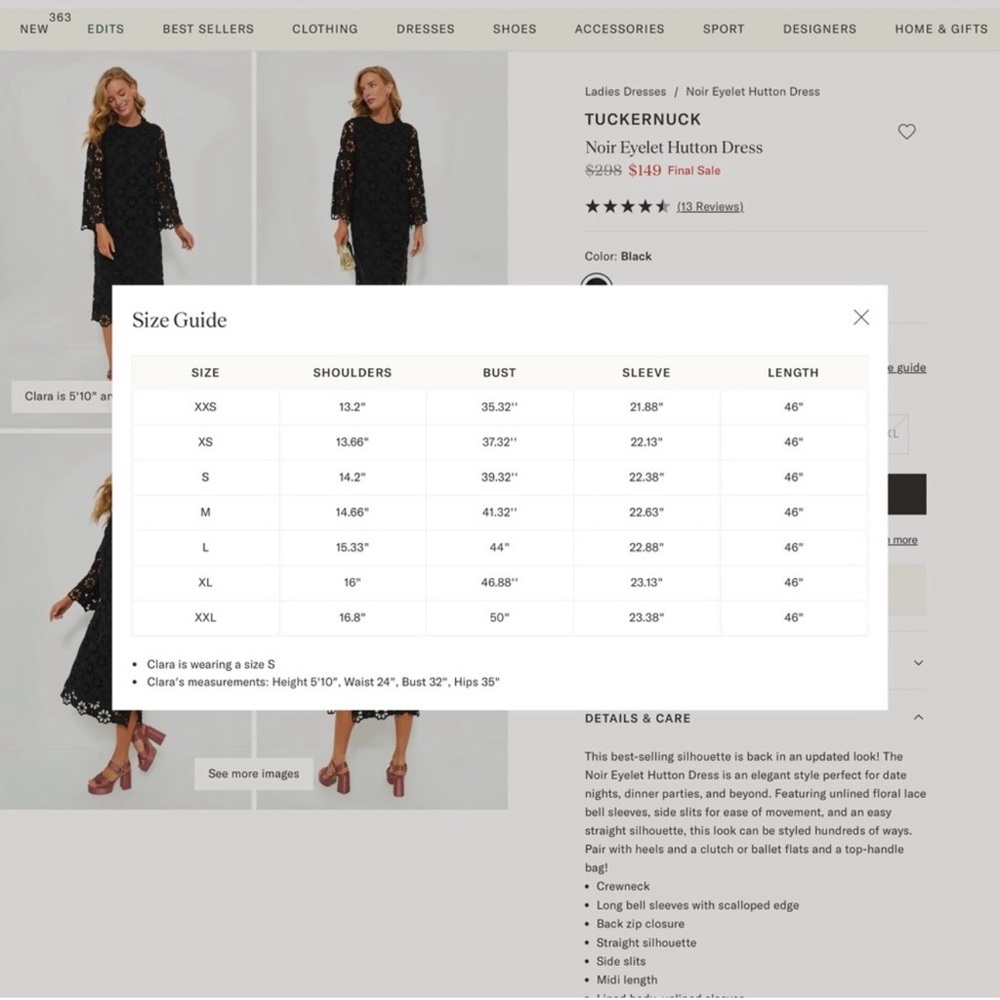 Tuckernuck Black Floral Lace Long Sleeve Dress - Picture 3 of 4